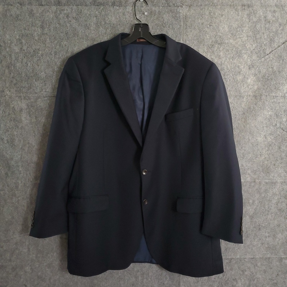Peter Millar Navy Black Blazer Jacket 46T  Two Button 100% Wool‎ Career Office